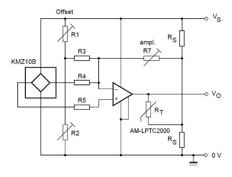 Circuito de la remuneración de temperatura usando pieza linear del ohmio del termistor 2k del PTC del silicio