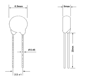 El termistor de la remuneración de temperatura NTC dimensiona el dibujo de ingeniería