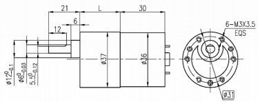 37 mm OD caja de cambios estándar BLDC motor de engranajes planetarios 8 polos