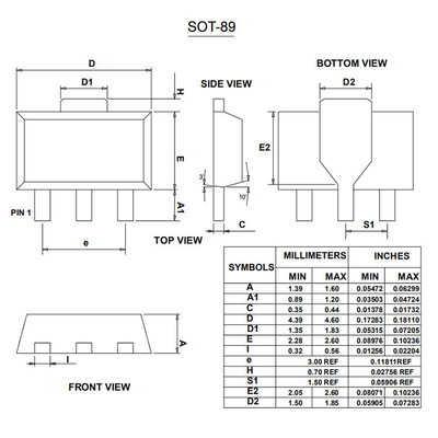 SOT-89 D882 NPN Transistores electrónicos encapsulados de plástico Disposición de energía
