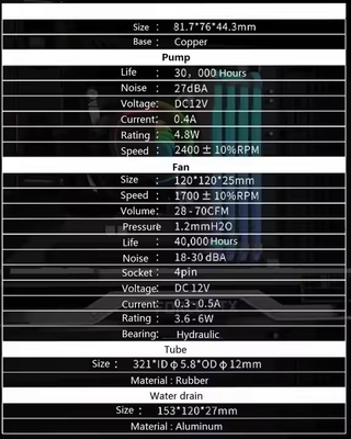 Venta a la baja 120mm CPU líquido de refrigeración con bomba de agua para computadora de juego