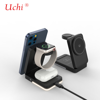 Private Mold G12 plegable multifuncional de carga rápida de tres en uno cargador inalámbrico para teléfonos inteligentes relojes auriculares