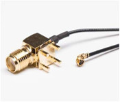 S-MA Jack femenino de extensión de ángulo recto montaje de PCB coaxial a conector UFL UFL 1.13 cable de cola de lechón