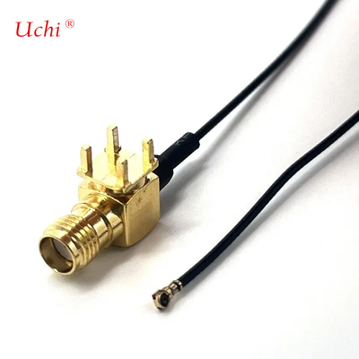 S-MA Jack femenino de extensión de ángulo recto montaje de PCB coaxial a conector UFL UFL 1.13 cable de cola de lechón