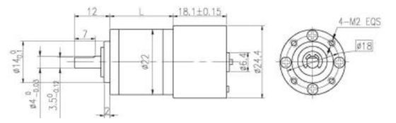 Motor de engranajes planetarios BLDC integrado en el conductor con caja de engranajes planetarios OD de 22 mm 12 polos