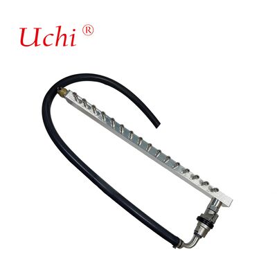 Diseño de racores de refrigeración por agua, tubería colectora y placa refrigerada por líquido