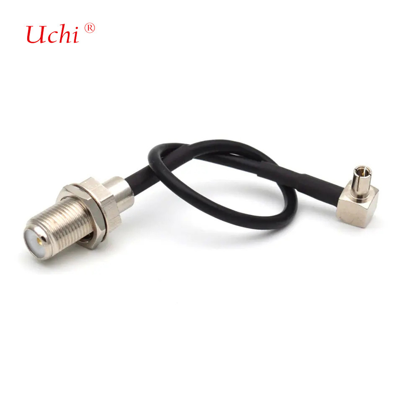 CRC9JW/FK Cable de conexión coaxial de alta frecuencia RG174 CRC9 Hombre doblado F Hembra 15CM Todo cable RF de cobre