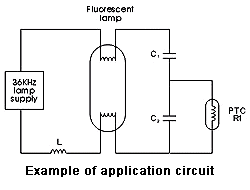 Iluminación que cambia el circuito del uso del termistor del PTC